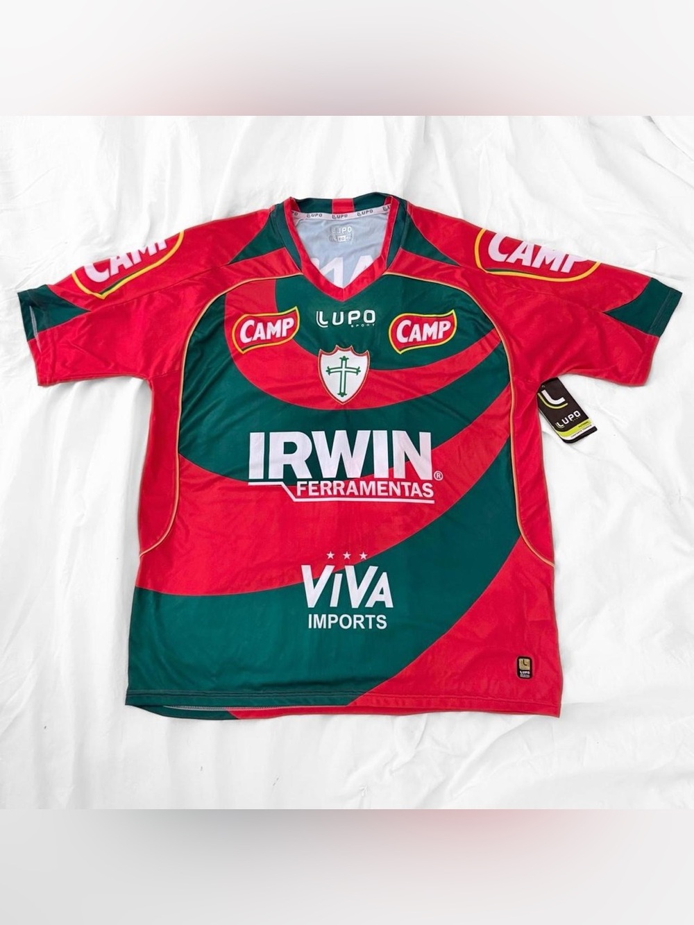 Lupo Sport Brazilian Soccer Jersey EG y2k XL Red Green Futebol Shirt NWT
